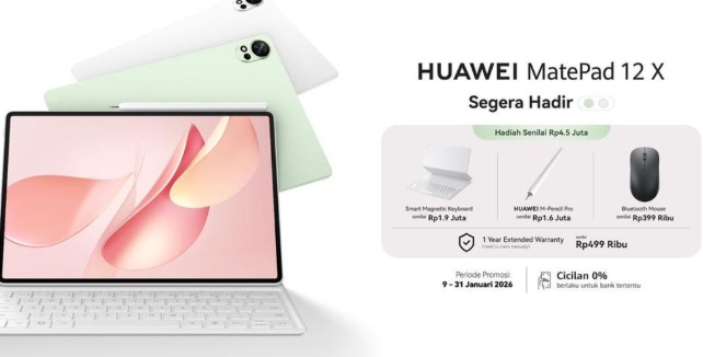 Read more about the article Huawei MatePad 12 X 2026: Tablet Multifungsi, Produktivitas Setara Laptop untuk Generasi Kreatif